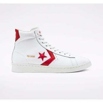 Converse Og Pro Kožené Hi Biele / Cervene - Panske Vysoké Tenisky